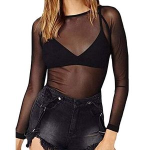 NWT Long sleeve mesh top